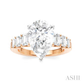 1 1/4 Ctw Pear Shape Emerald and Round Cut Diamond Semi-Mount Engagement Ring in 14K Rose and White Gold